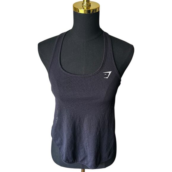 Gymshark Women’s Black Flowy Side-Slit Gym Tank Top Size Small - Picture 1 of 5